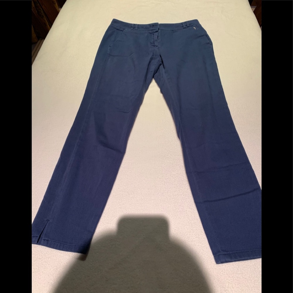 Trussardi navy heavy cotton straight leg pants